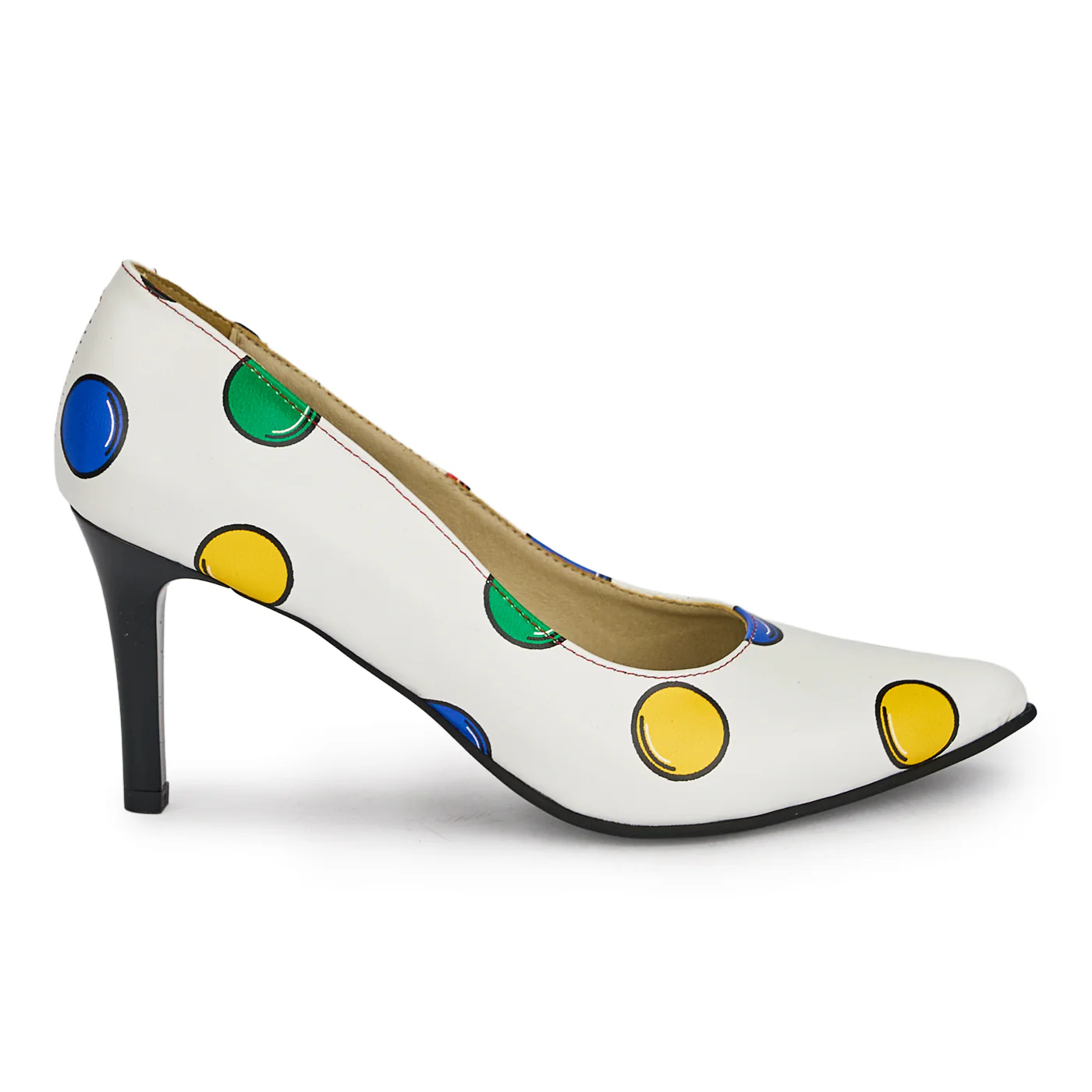 Pantofi dama din piele naturala multicolora cu toc subtire 7.5 cm 18985
