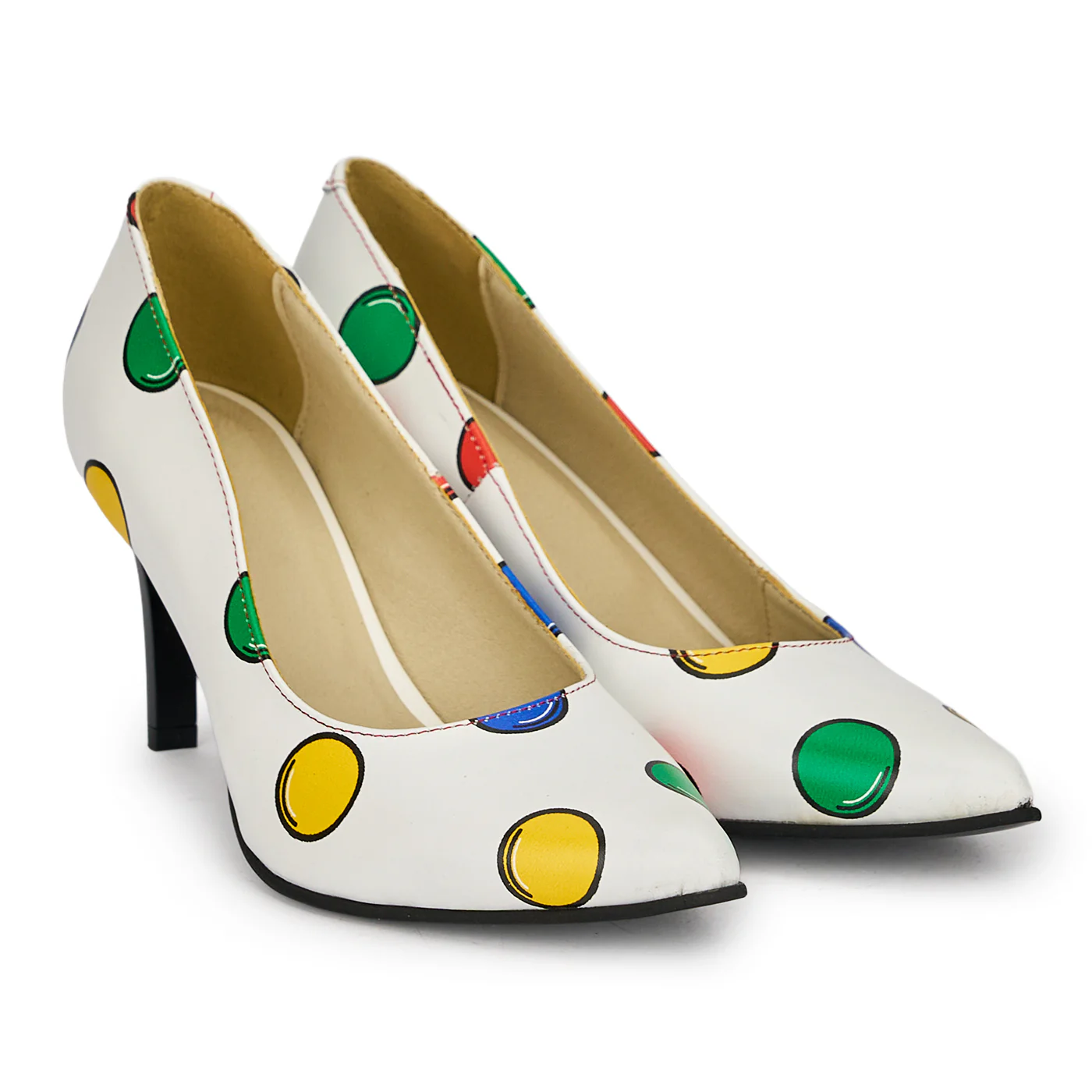 Pantofi dama din piele naturala multicolora cu toc subtire 7.5 cm 18985 - Image 4