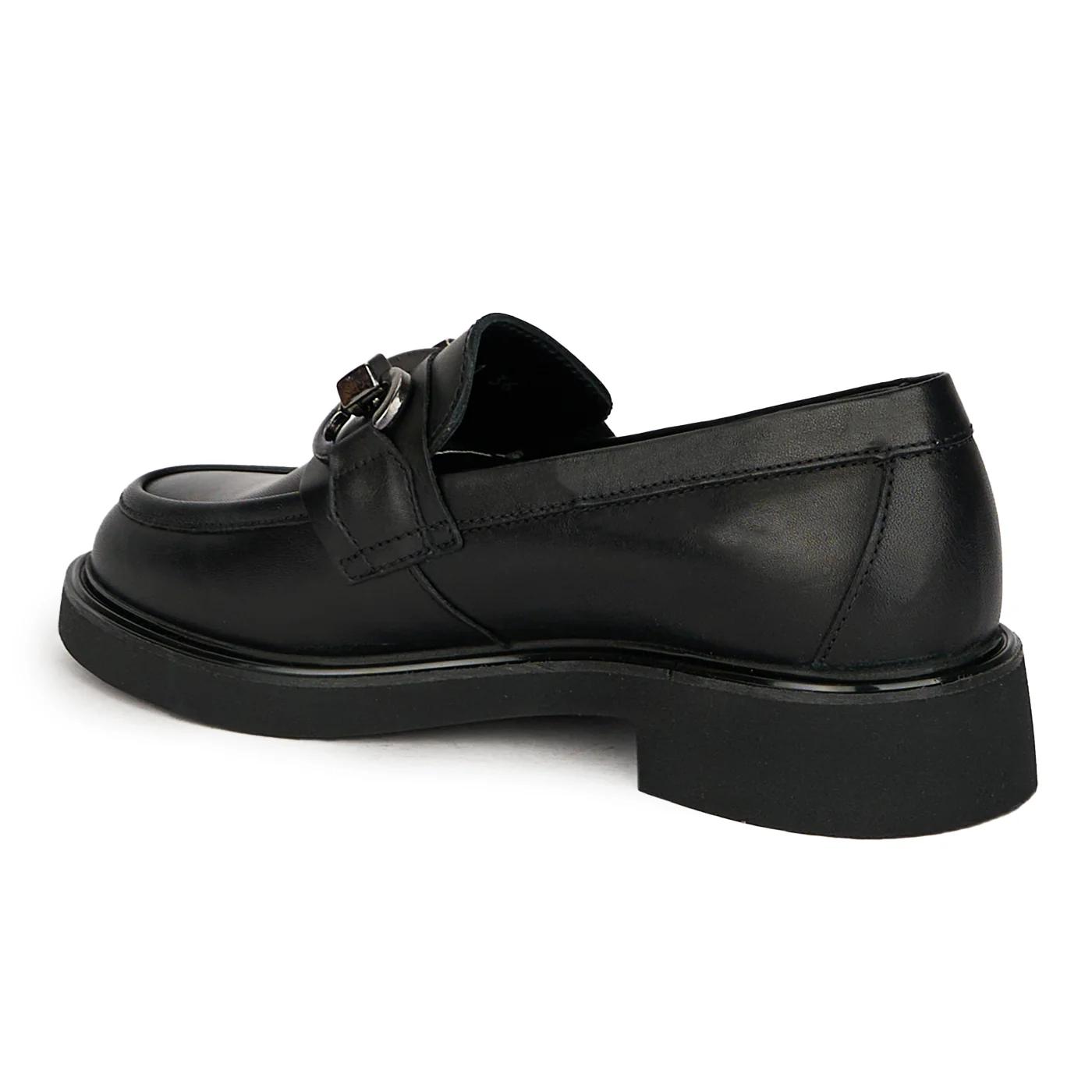 Pantofi dama din piele naturala neagra cu accesoriu metalic 17838 - Image 2