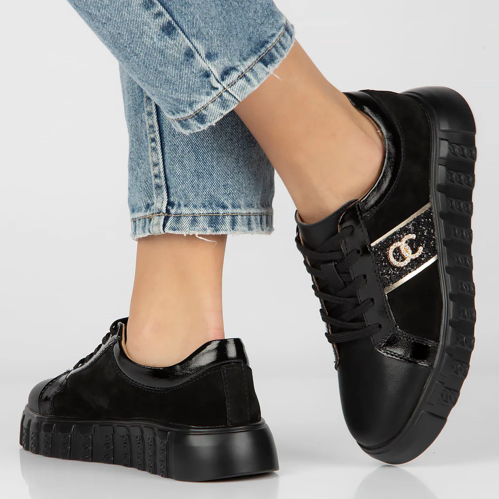 Pantofi dama din piele naturala neagra 13005 - Image 6