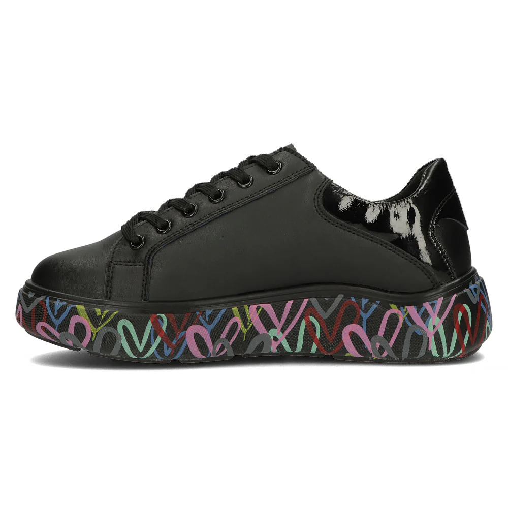 Pantofi sport dama cu talpa colorata din piele naturala neagra 13019 - Image 4