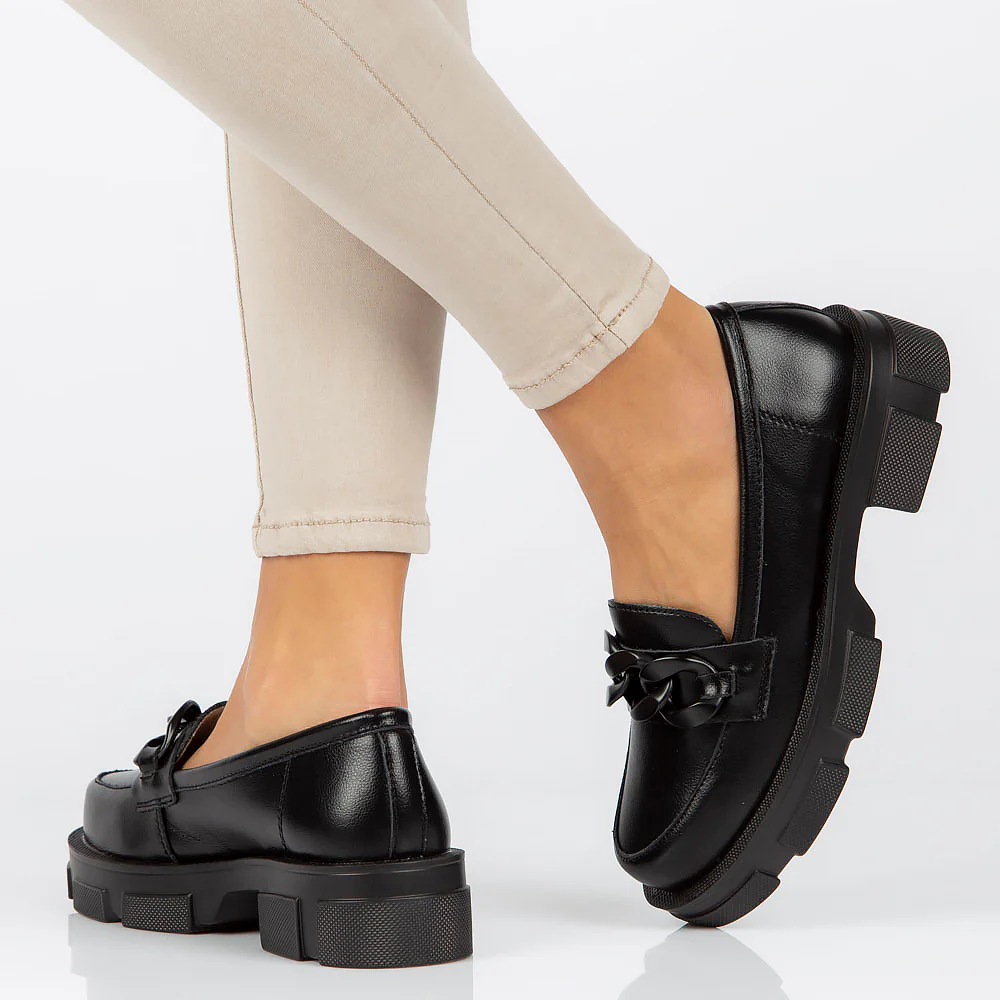Pantofi dama din piele naturala neagra 13020 - Image 5