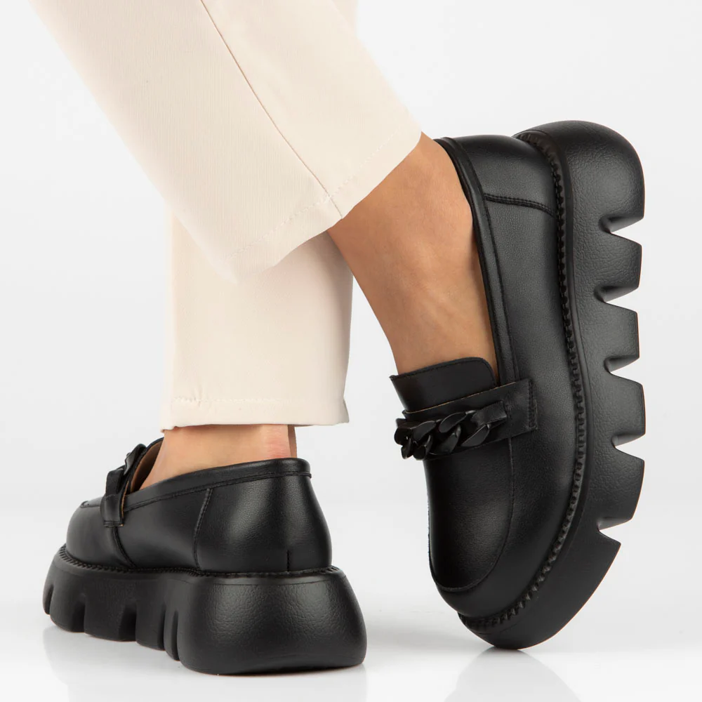 Pantofi dama din piele naturala neagra 13140