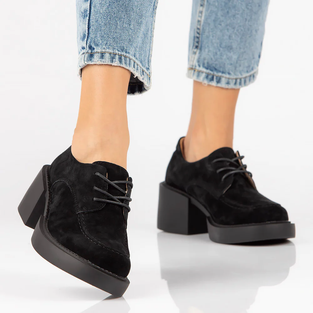 Pantofi dama din piele naturala neagra 13621 - Image 3