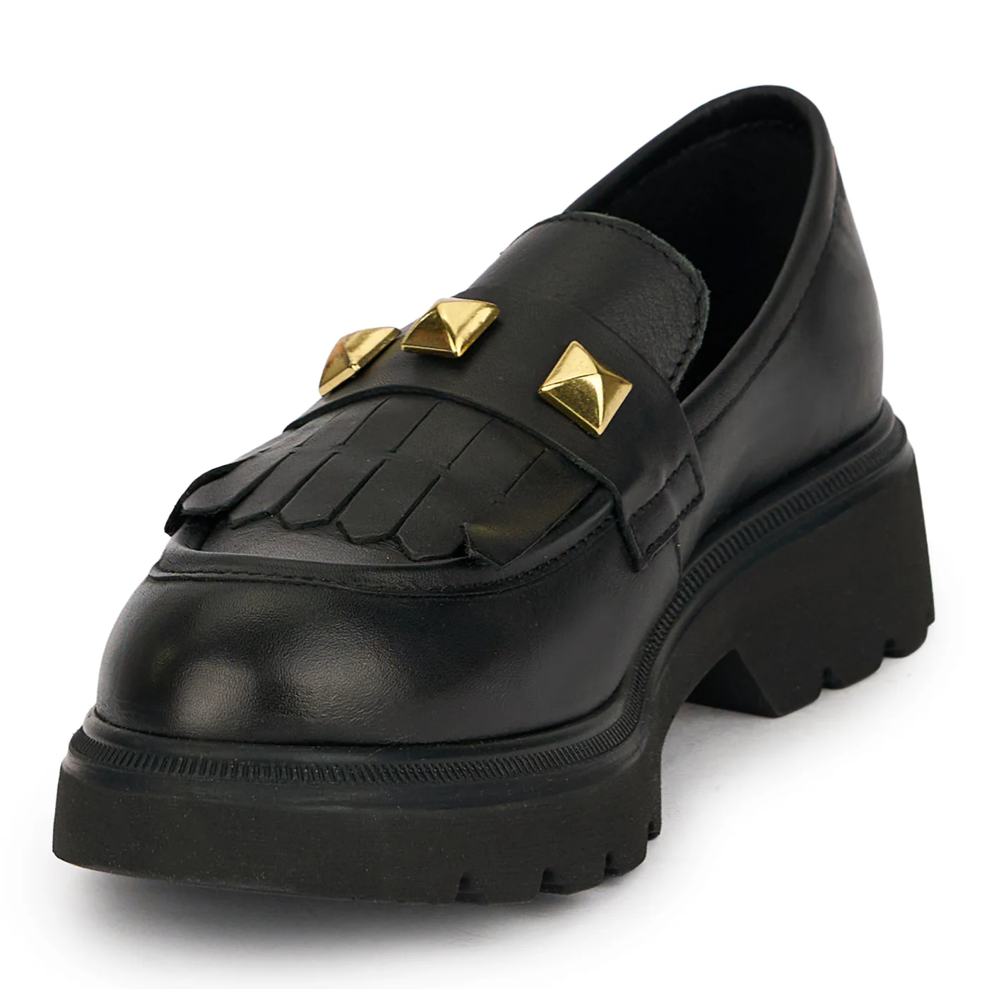Pantofi dama din piele naturala neagra cu accesorii metalice 19096 - Image 3