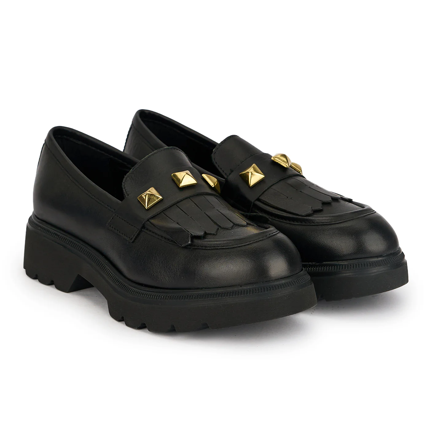 Pantofi dama din piele naturala neagra cu accesorii metalice 19096 - Image 4