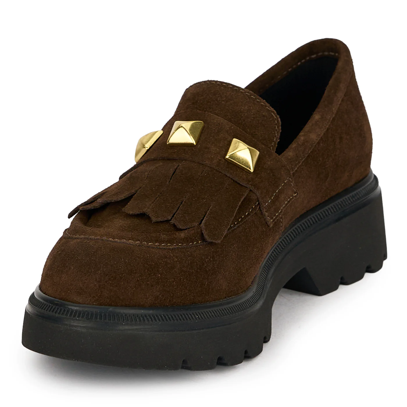 Pantofi dama din piele naturala maro cu accesorii metalice 19097 - Image 3
