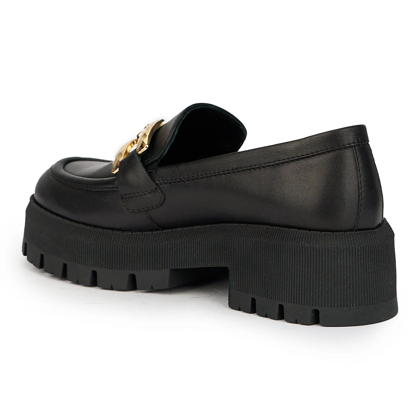 Pantofi dama din piele naturala neagra cu accesoriu metalic 15839 - Image 2