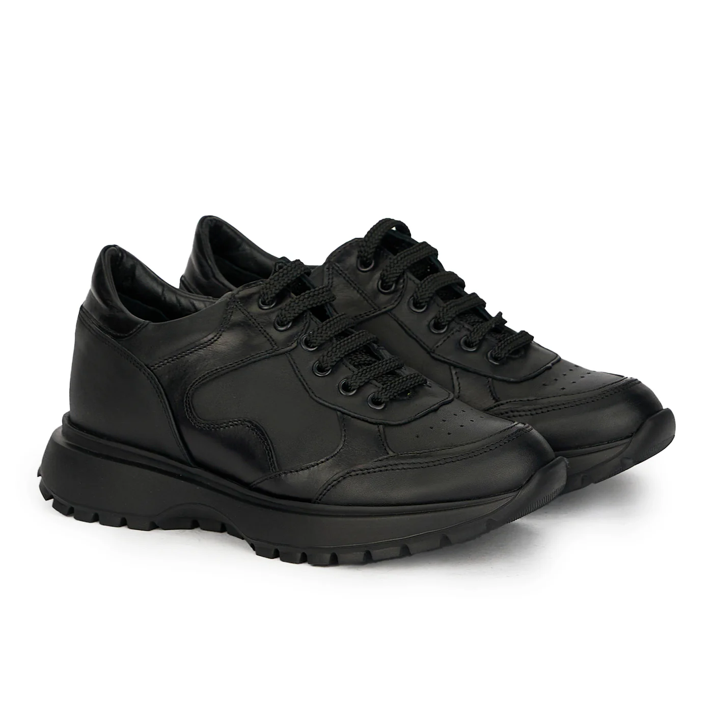 Pantofi dama din piele naturala neagra cu siret 17649 - Image 4