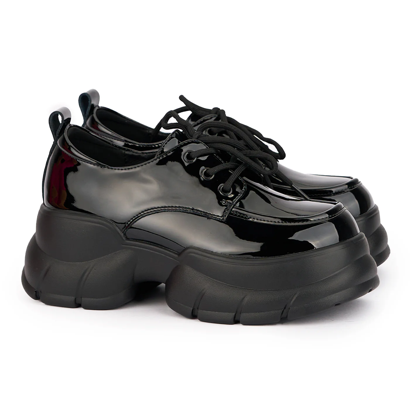 Pantofi dama din piele naturala neagra cu talpa inalta 16840