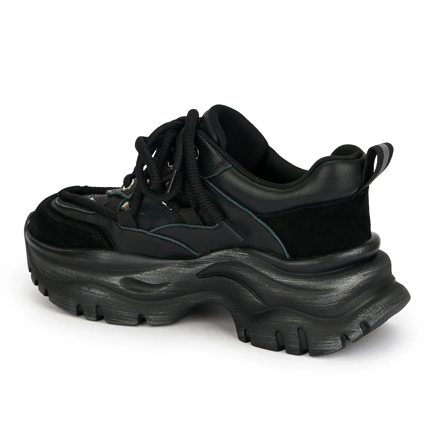 Pantofi dama din piele naturala neagra cu talpa inalta 6 cm 19054 - Image 2