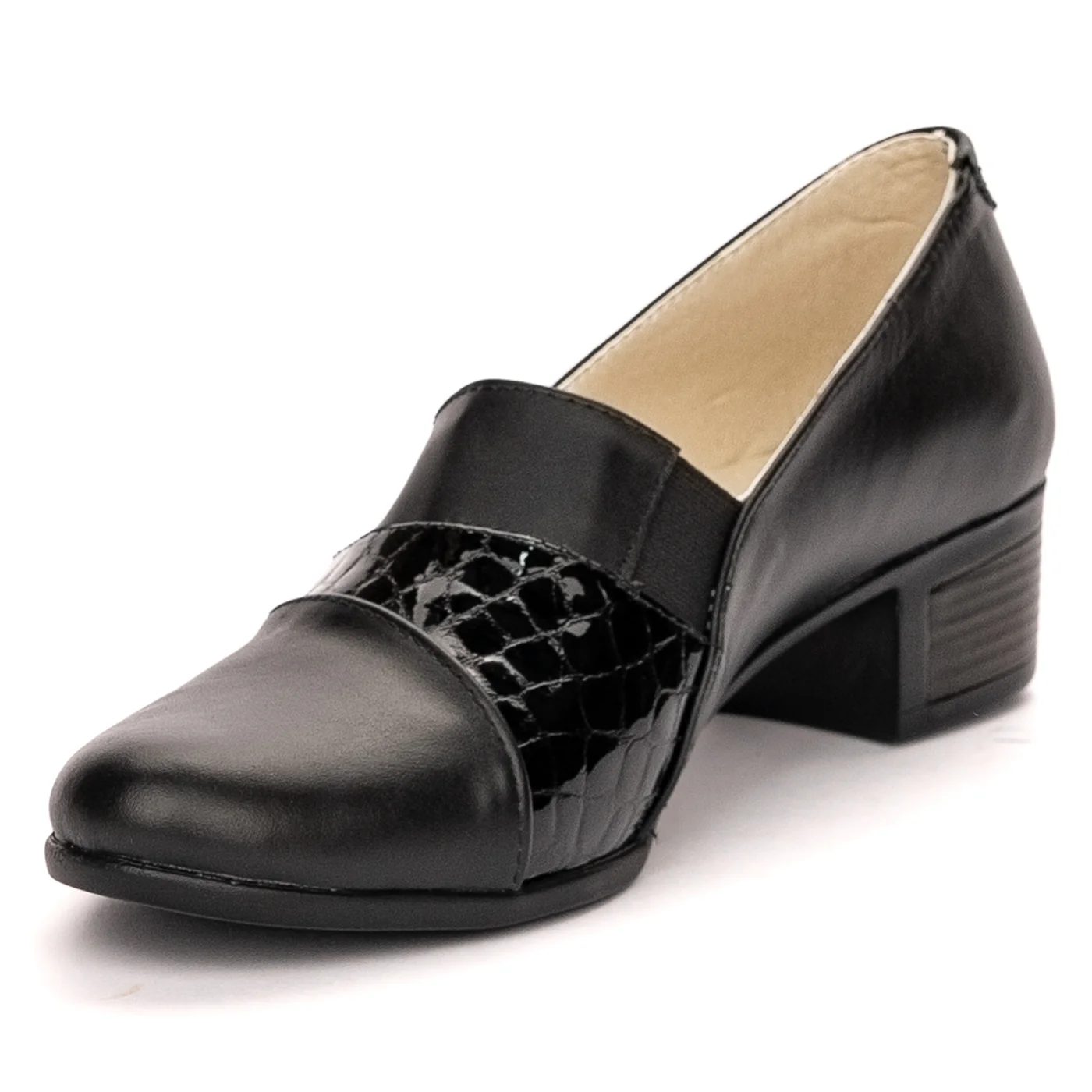 Pantofi dama din piele naturala neagra cu toc 3.5 cm 13431 - Image 3