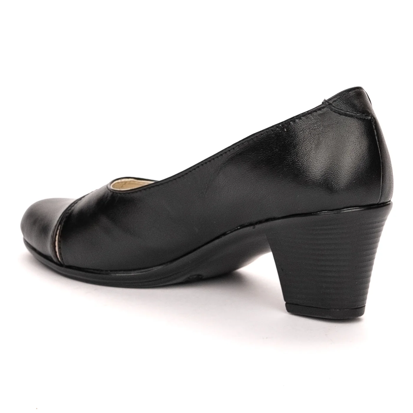 Pantofi dama din piele naturala neagra cu toc 6 cm 13430 - Image 2