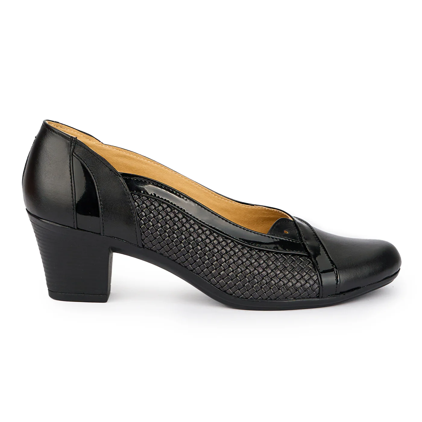 Pantofi dama din piele naturala neagra cu toc 6 cm 15326