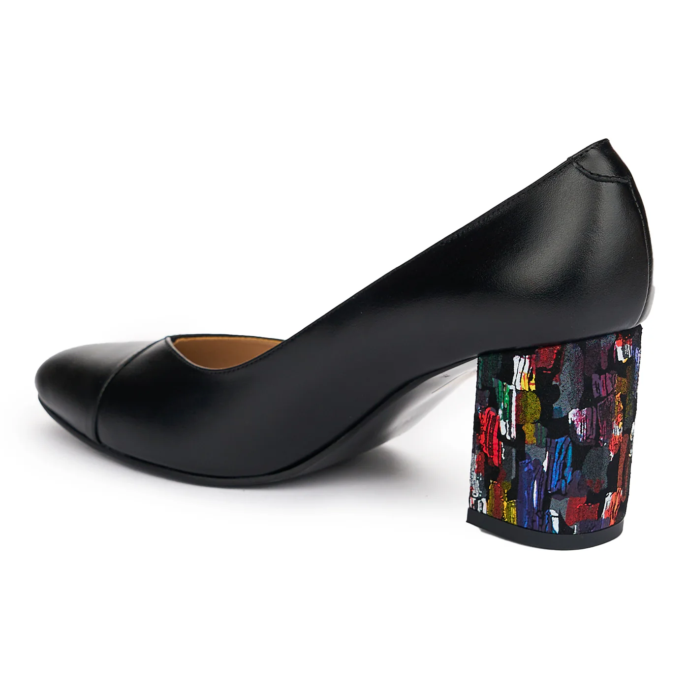 Pantofi dama din piele naturala neagra cu toc 8cm 13091 - Image 2