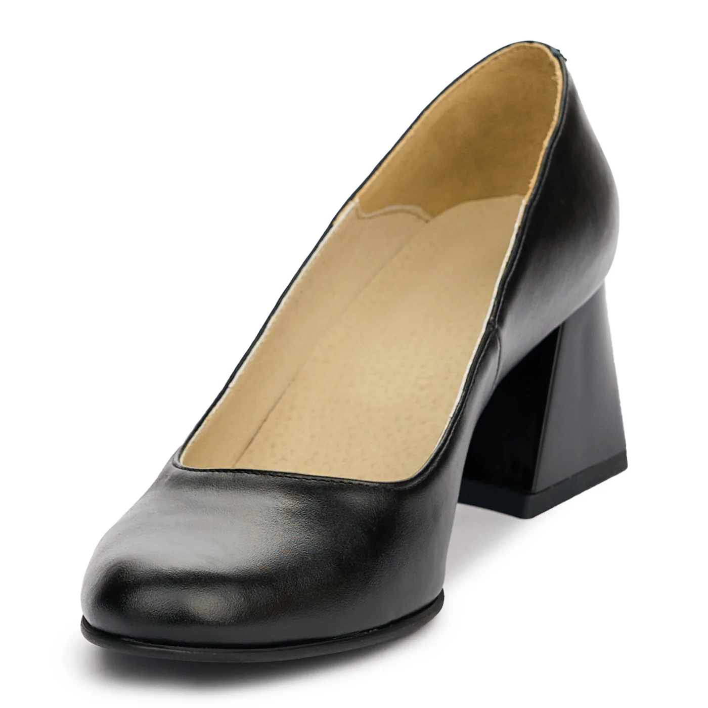 Pantofi dama din piele naturala neagra cu toc de 6cm 13114 - Image 3