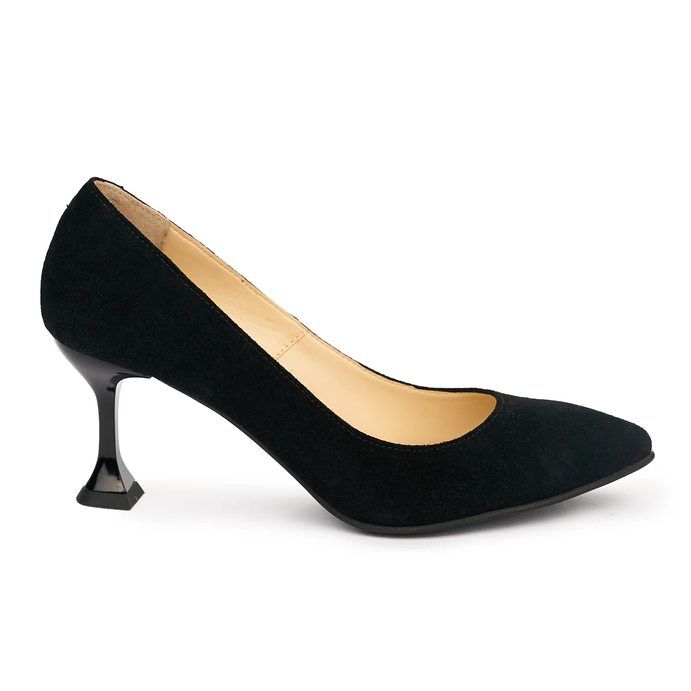 Pantofi dama din piele naturala neagra cu toc de 7cm 13118