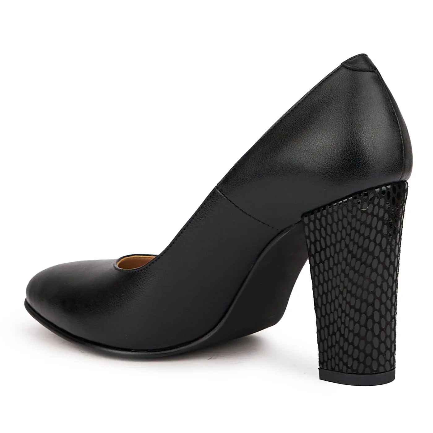 Pantofi dama din piele naturala neagra cu toc gros 10 cm 16456 - Image 2