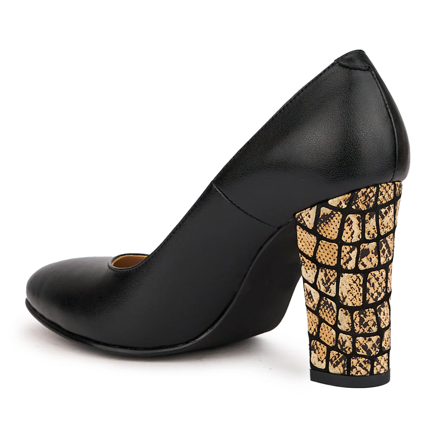 Pantofi dama din piele naturala neagra cu toc gros 10 cm 16457 - Image 2