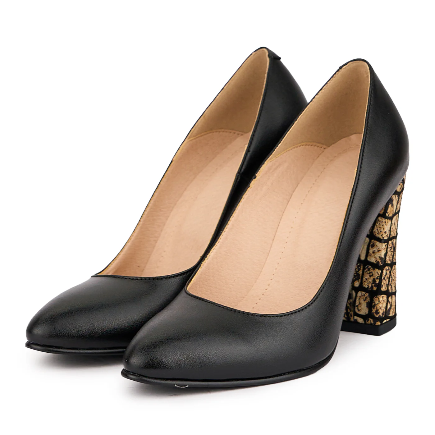Pantofi dama din piele naturala neagra cu toc gros 10 cm 16457 - Image 3