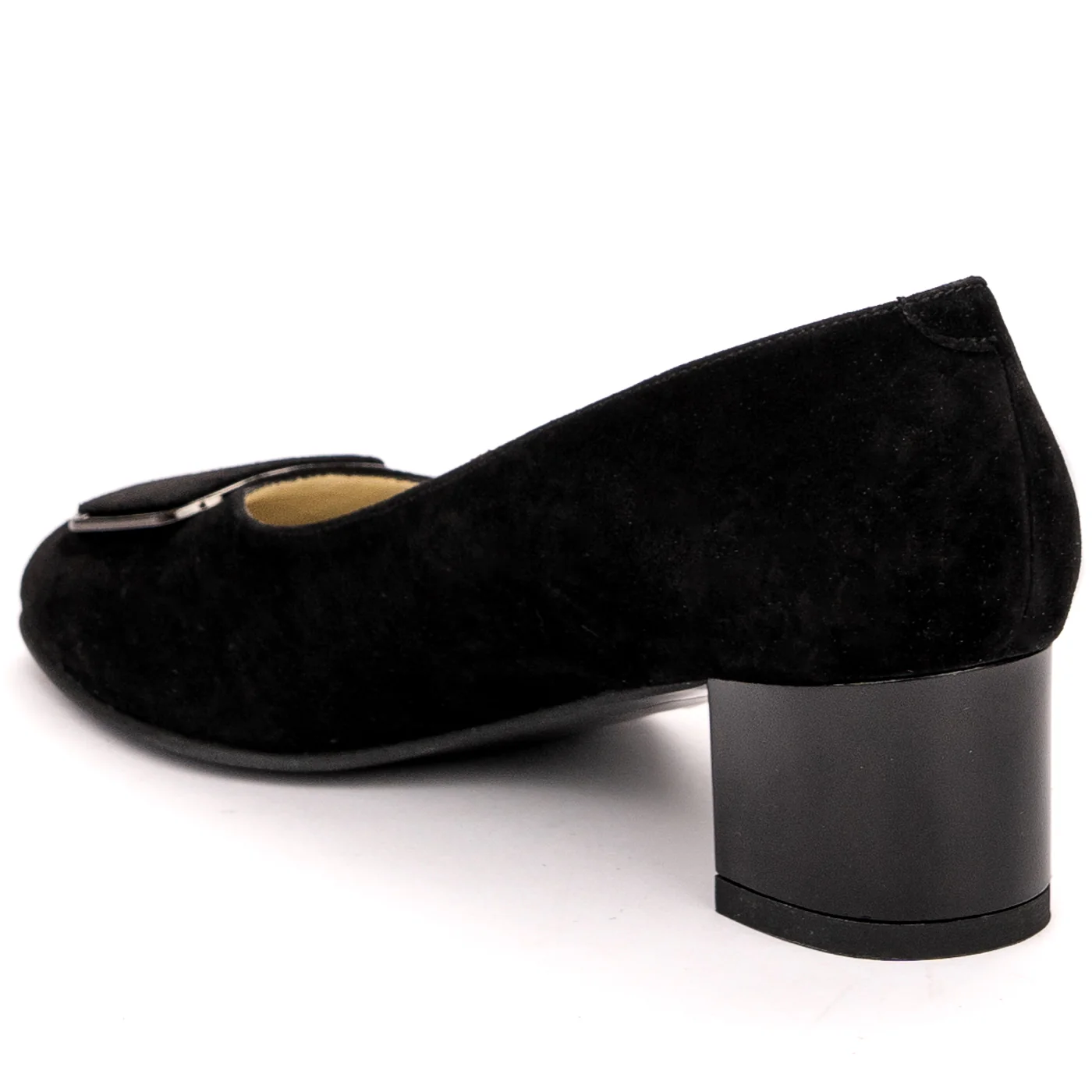 Pantofi dama din piele naturala neagra cu toc gros 13583 - Image 2