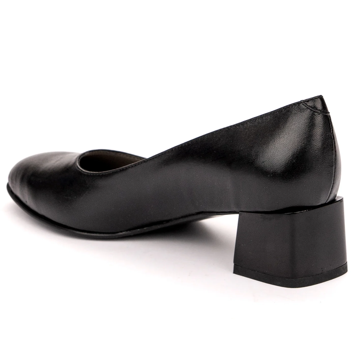 Pantofi dama din piele naturala neagra cu toc gros 13588 - Image 2