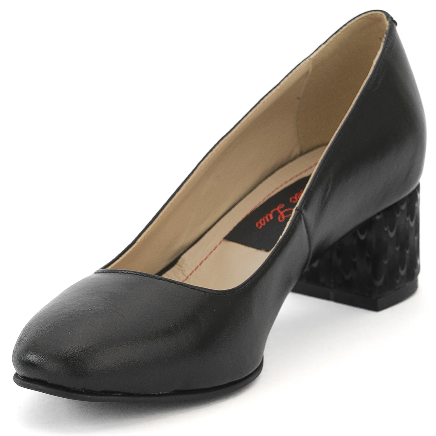 Pantofi dama din piele naturala neagra cu toc gros 13970 - Image 3