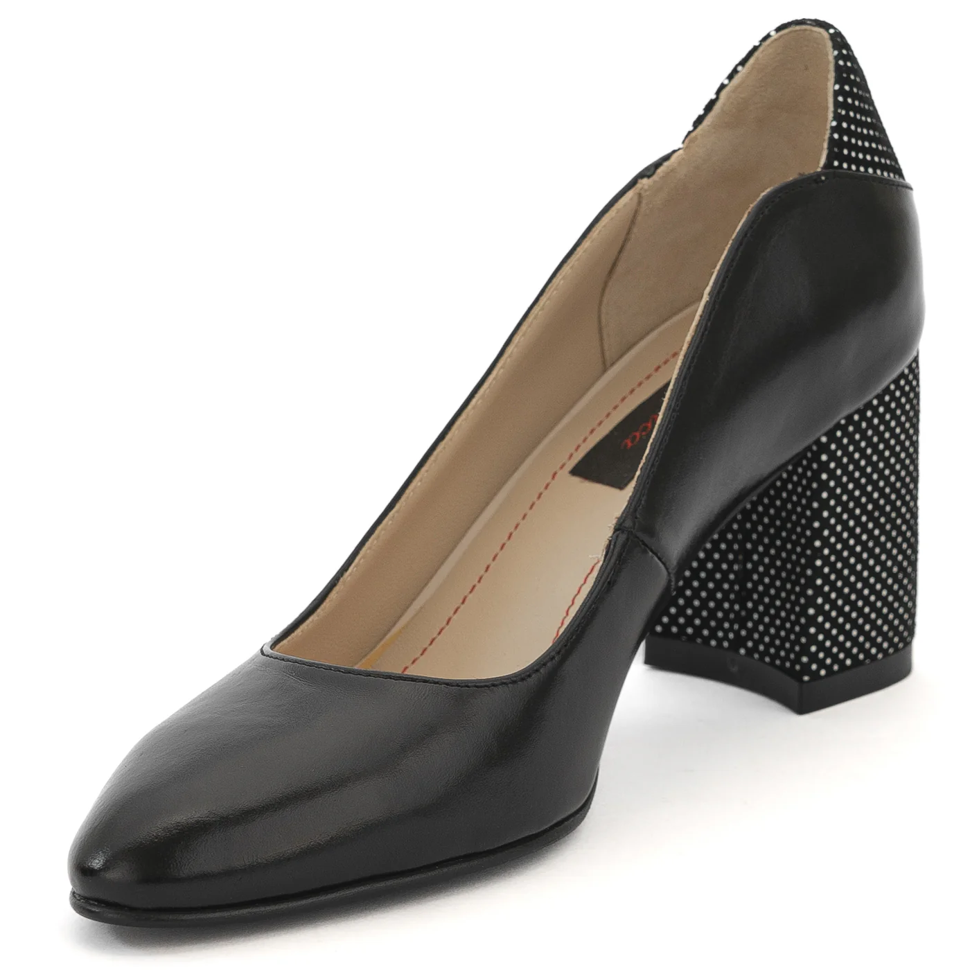 Pantofi dama din piele naturala neagra cu toc gros 13975 - Image 3