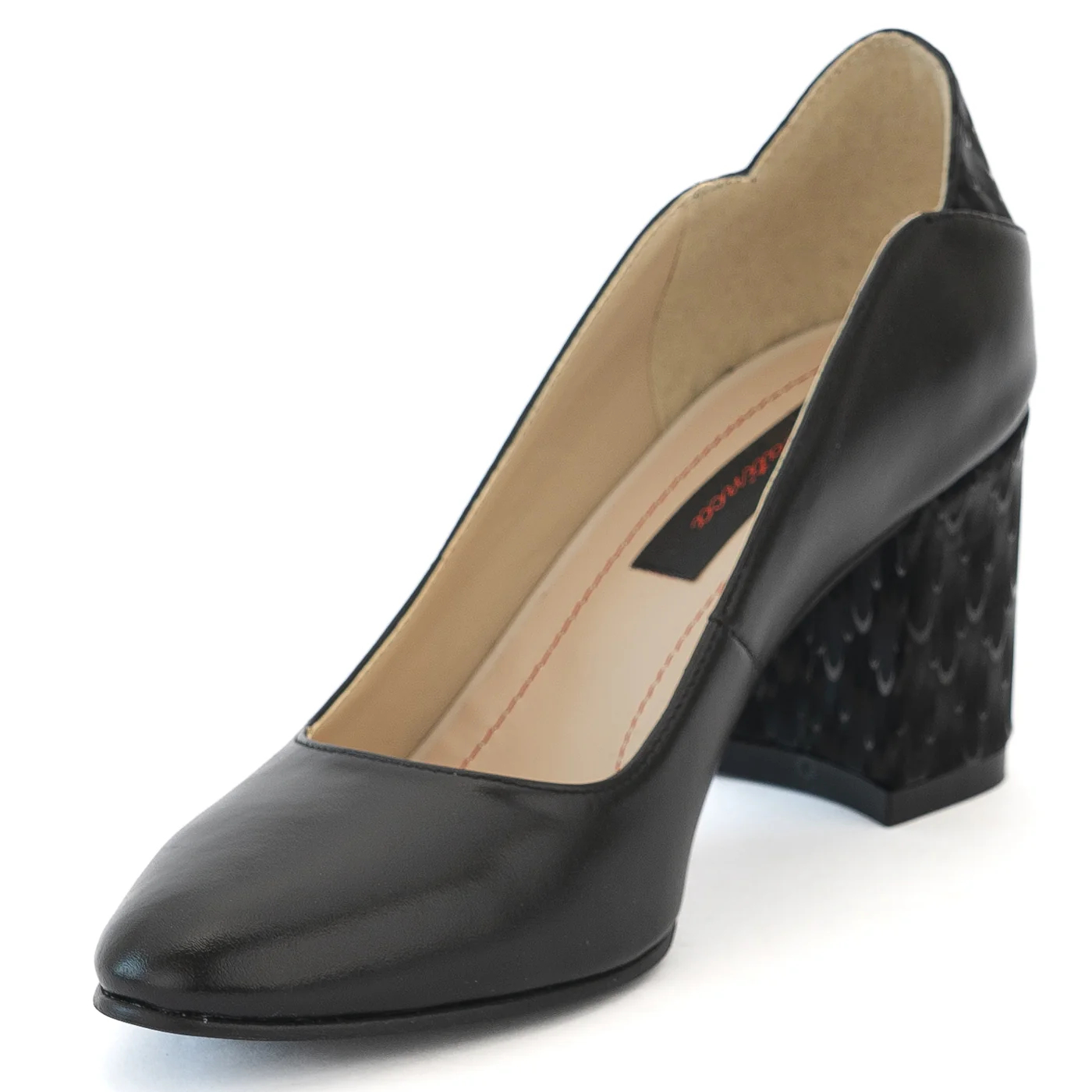 Pantofi dama din piele naturala neagra cu toc gros 13976 - Image 3