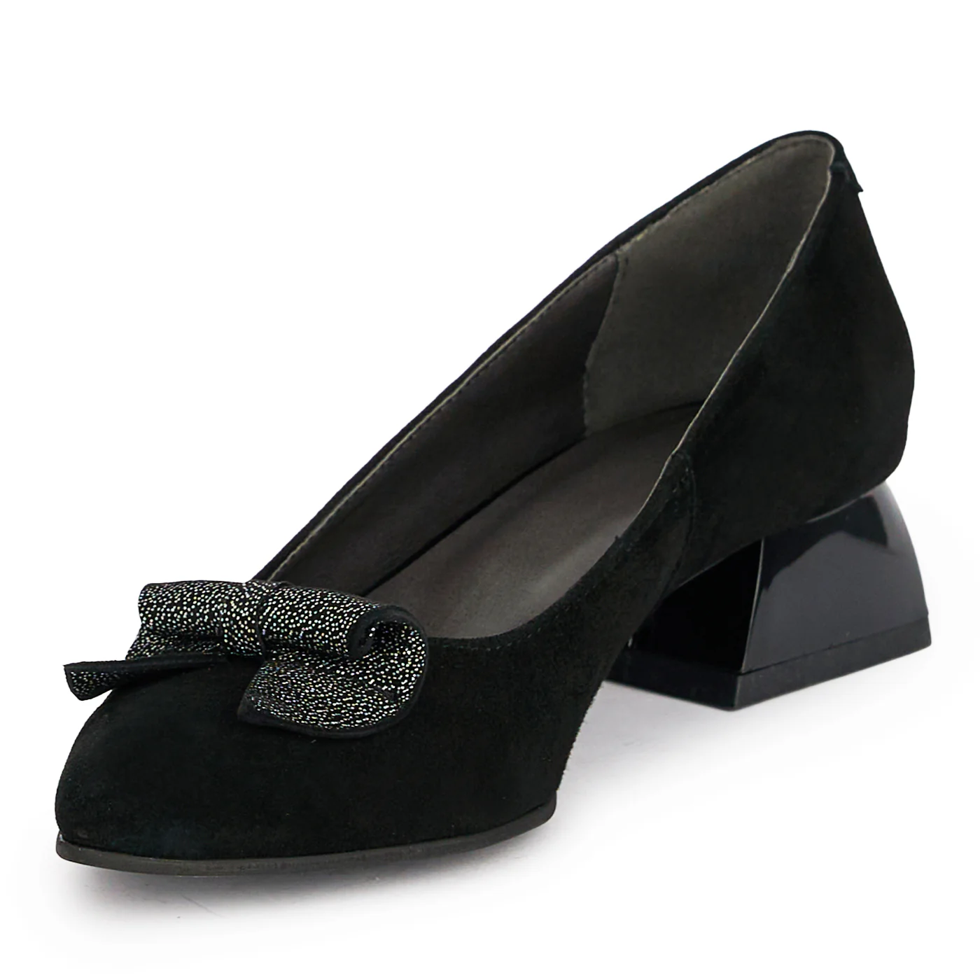 Pantofi dama din piele naturala neagra cu toc gros 3.5 cm 18902 - Image 3