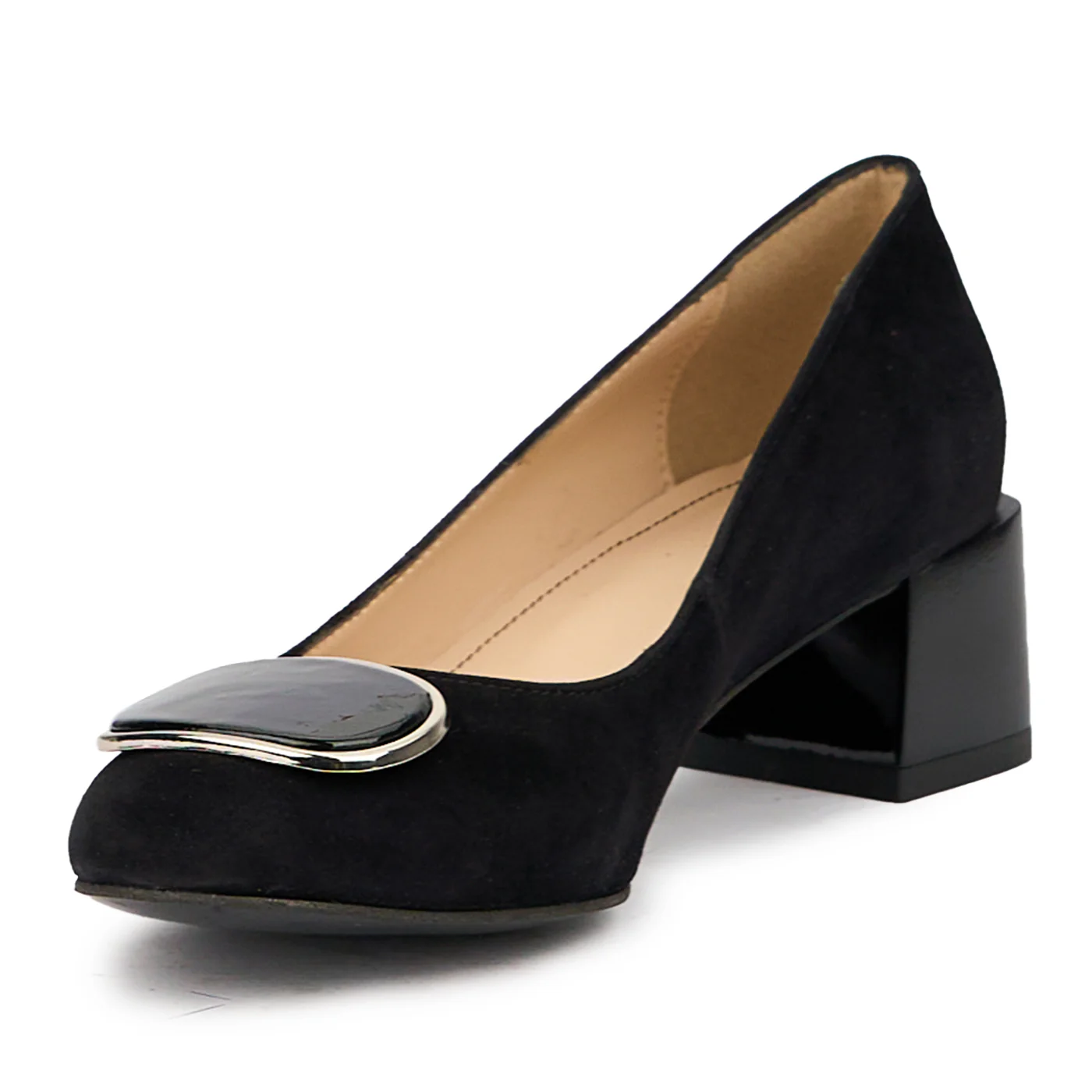 Pantofi dama din piele naturala neagra cu toc gros 4.5 cm 14633 - Image 3