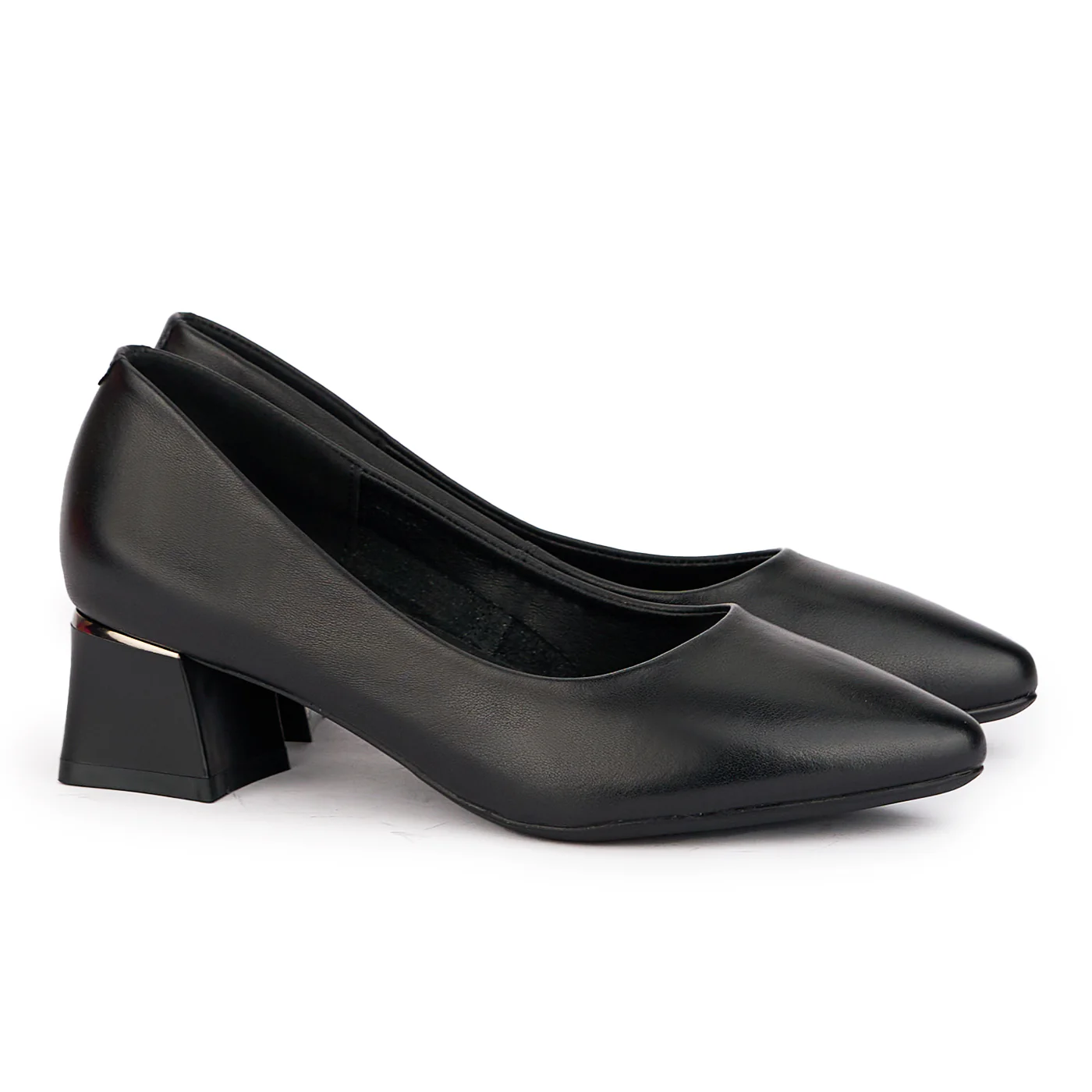 Pantofi dama din piele naturala neagra cu toc gros 4.5 cm 16836