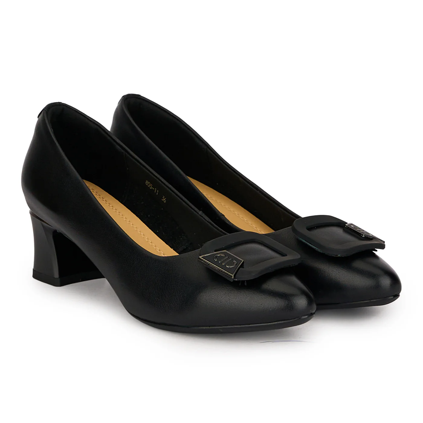 Pantofi dama din piele naturala neagra cu toc gros 4.5 cm 18764 - Image 4