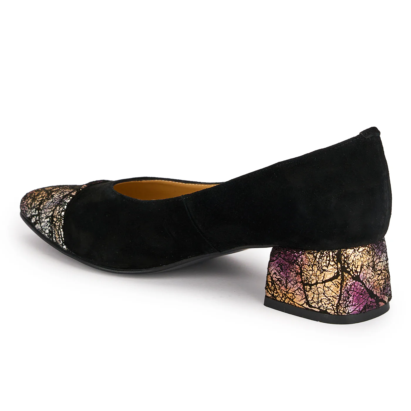 Pantofi dama din piele naturala neagra cu toc gros 4.5 cm 18856 - Image 3