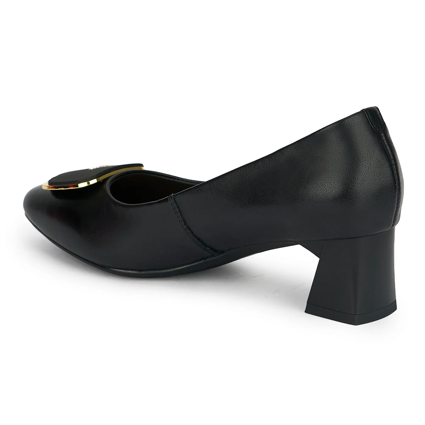 Pantofi dama din piele naturala neagra cu toc gros 4.5 cm 19245 - Image 2