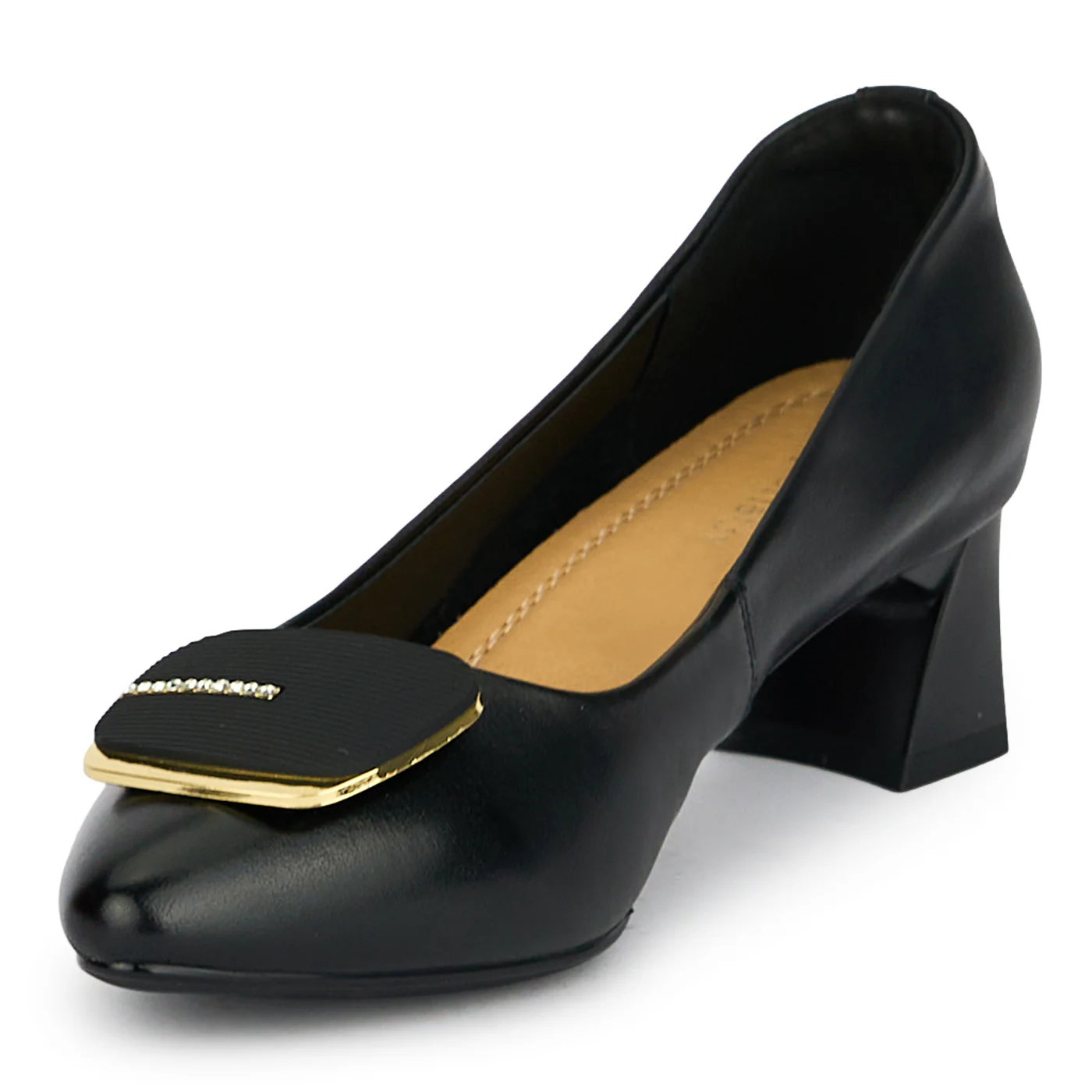 Pantofi dama din piele naturala neagra cu toc gros 4.5 cm 19245 - Image 3
