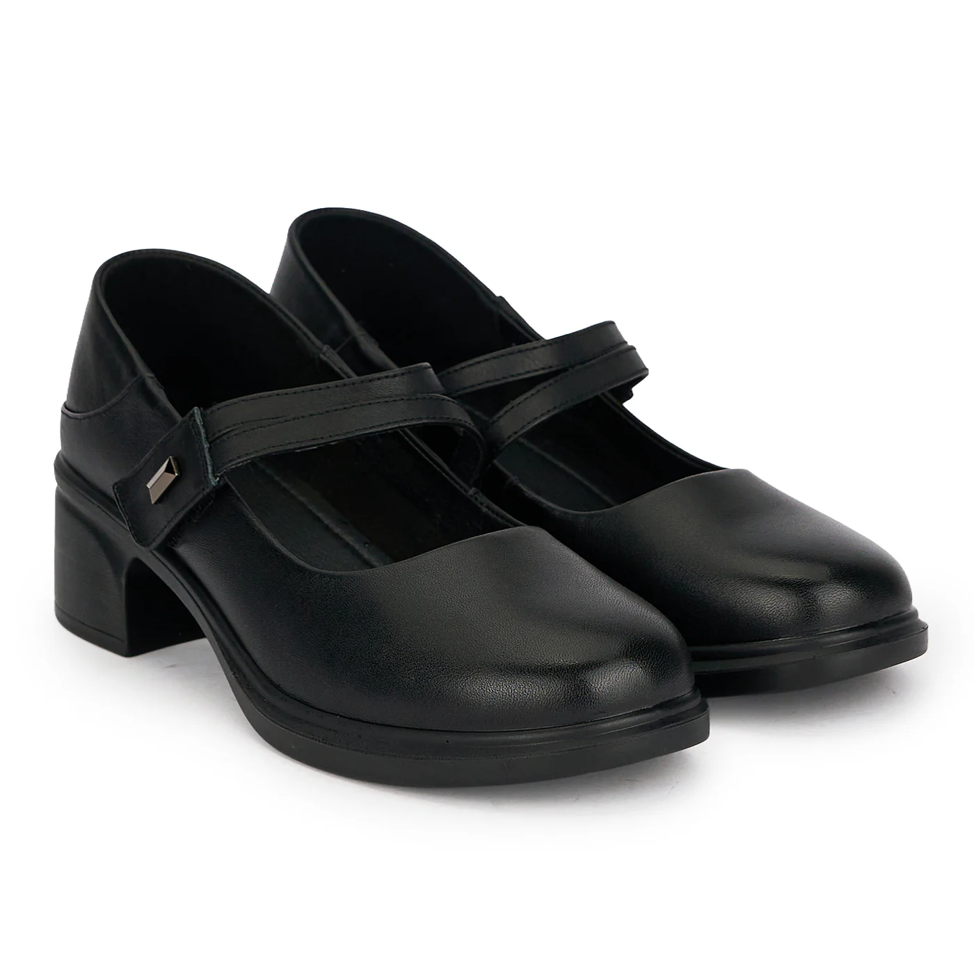 Pantofi dama din piele naturala neagra cu toc gros 4.5 cm 19586 - Image 4