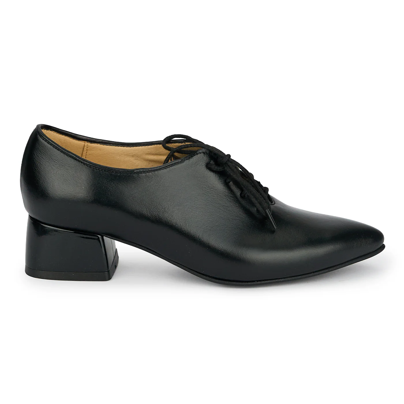 Pantofi dama din piele naturala neagra cu toc gros 4 cm 19217 - Image 4