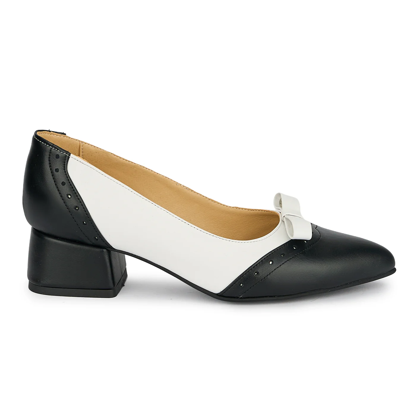 Pantofi dama din piele naturala neagra cu toc gros 4 cm 19220