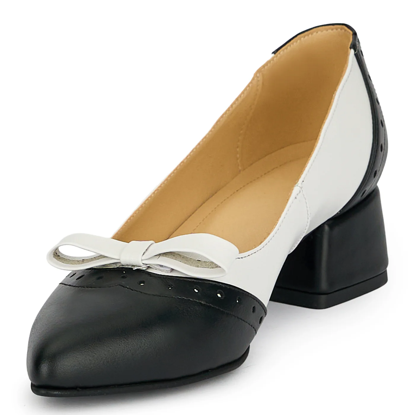 Pantofi dama din piele naturala neagra cu toc gros 4 cm 19220 - Image 3