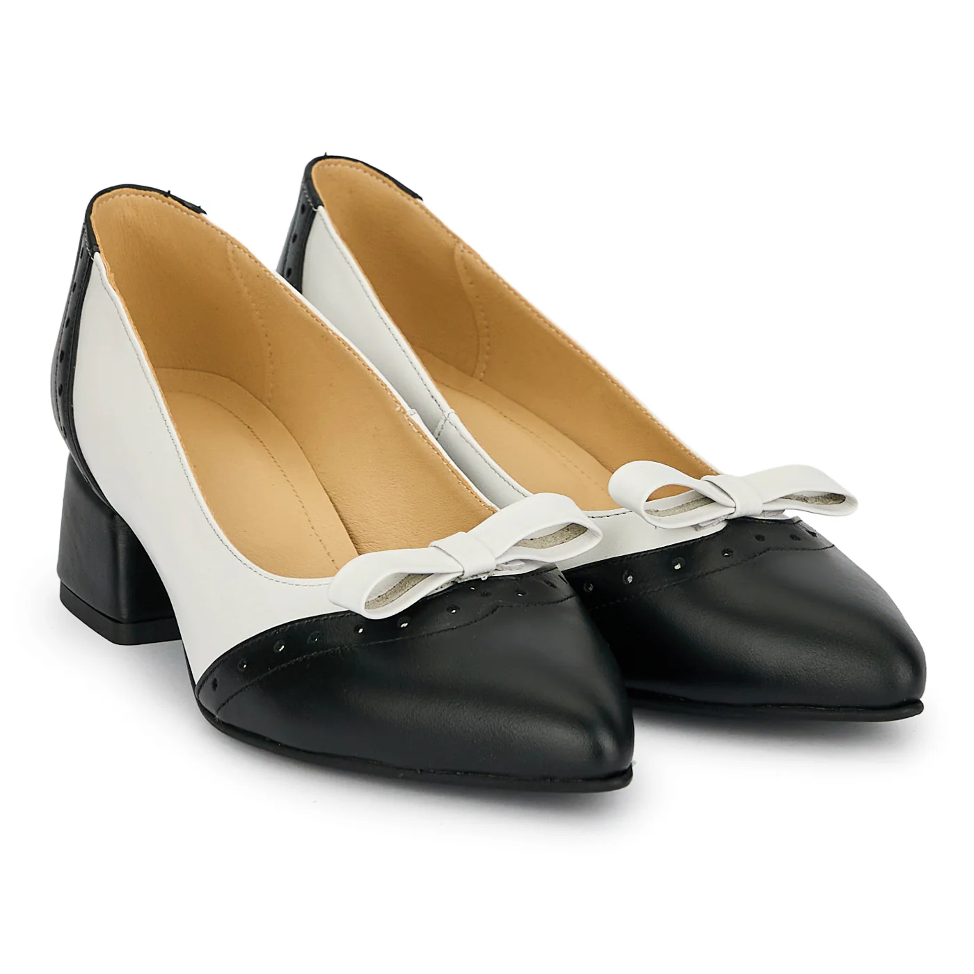 Pantofi dama din piele naturala neagra cu toc gros 4 cm 19220 - Image 4