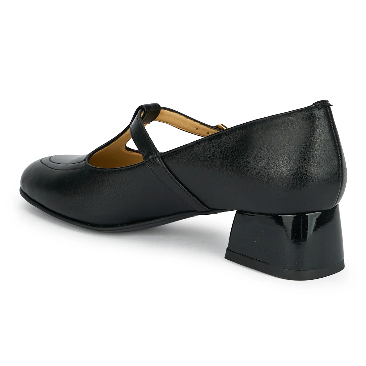 Pantofi dama din piele naturala neagra cu toc gros 4 cm 19229 - Image 2