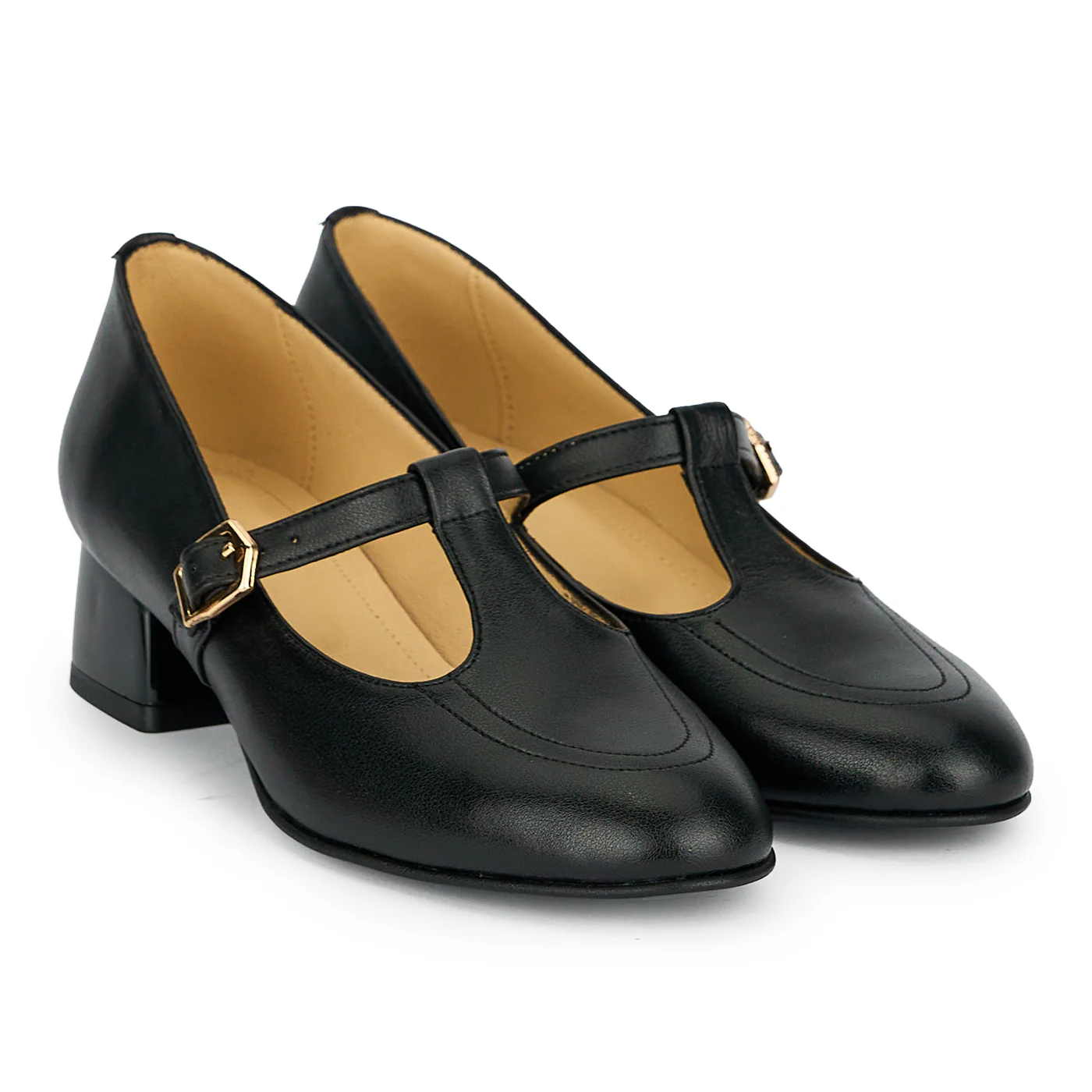 Pantofi dama din piele naturala neagra cu toc gros 4 cm 19229 - Image 4