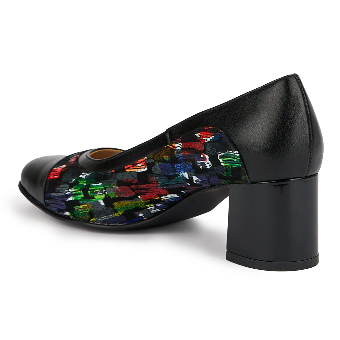 Pantofi dama din piele naturala neagra cu toc gros 5.5 cm 15204 - Image 2