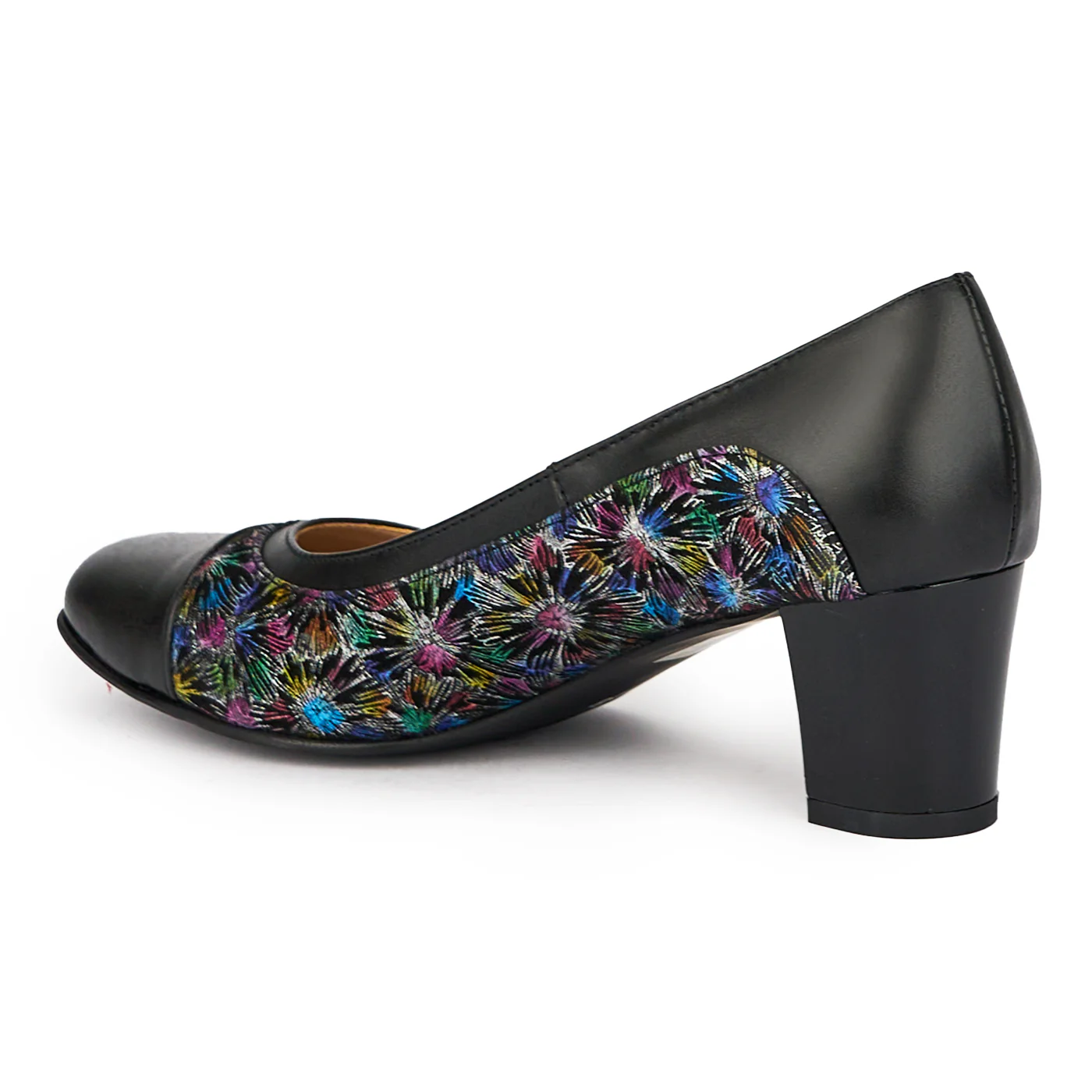 Pantofi dama din piele naturala neagra cu toc gros 5.5  cm 15454 - Image 2