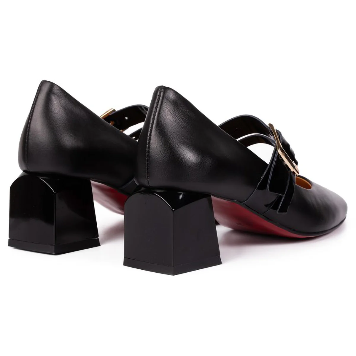 Pantofi dama din piele naturala neagra cu toc gros 5.5 cm 15741 - Image 2