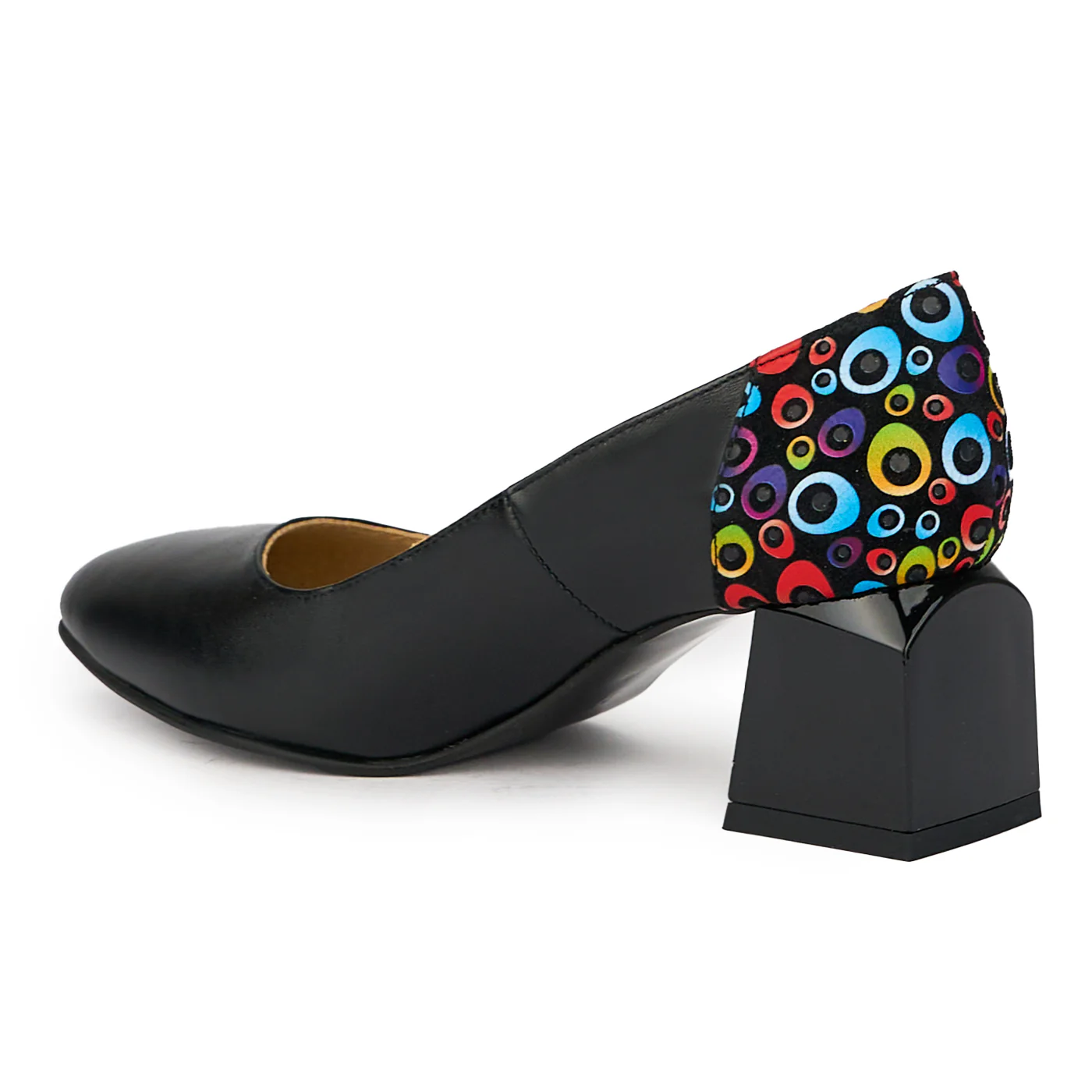 Pantofi dama din piele naturala neagra cu toc gros 5.5 cm 15819 - Image 2