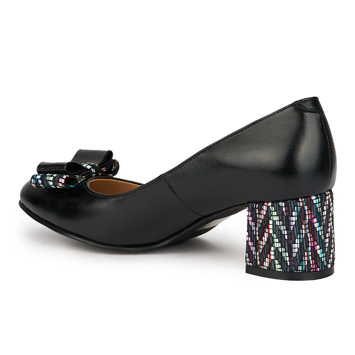 Pantofi dama din piele naturala neagra cu toc gros 5.5 cm 15858 - Image 2