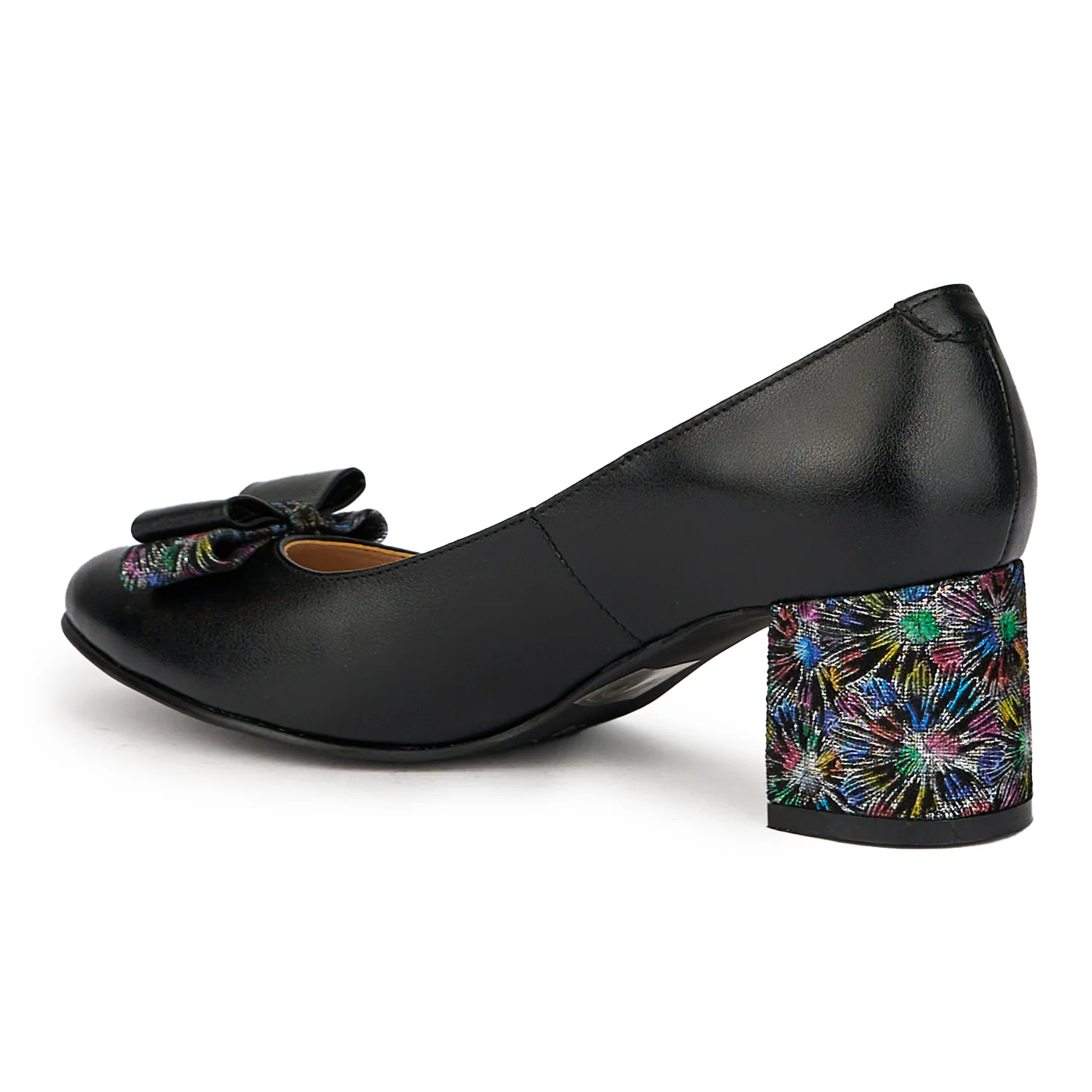 Pantofi dama din piele naturala neagra cu toc gros 5.5 cm 15859 - Image 2
