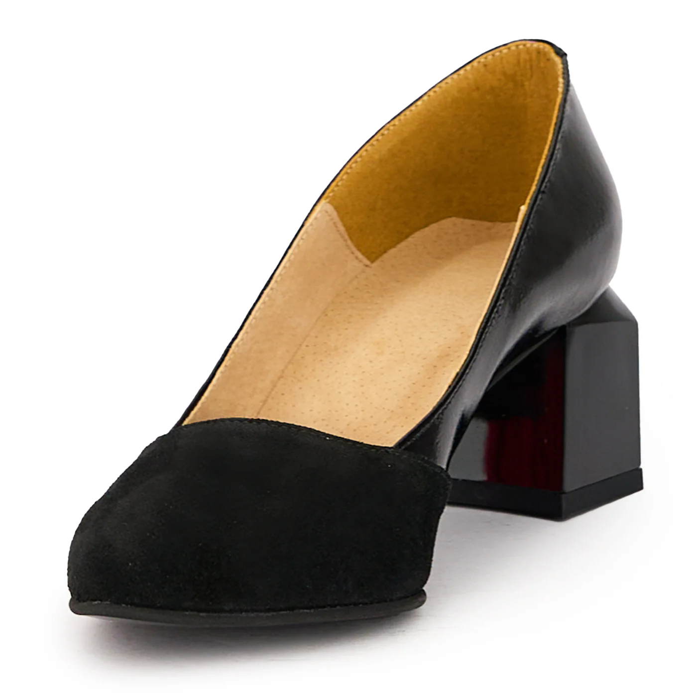 Pantofi dama din piele naturala neagra cu toc gros 5.5 cm 15980 - Image 3
